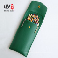 Button design exquisite leather pencil bag